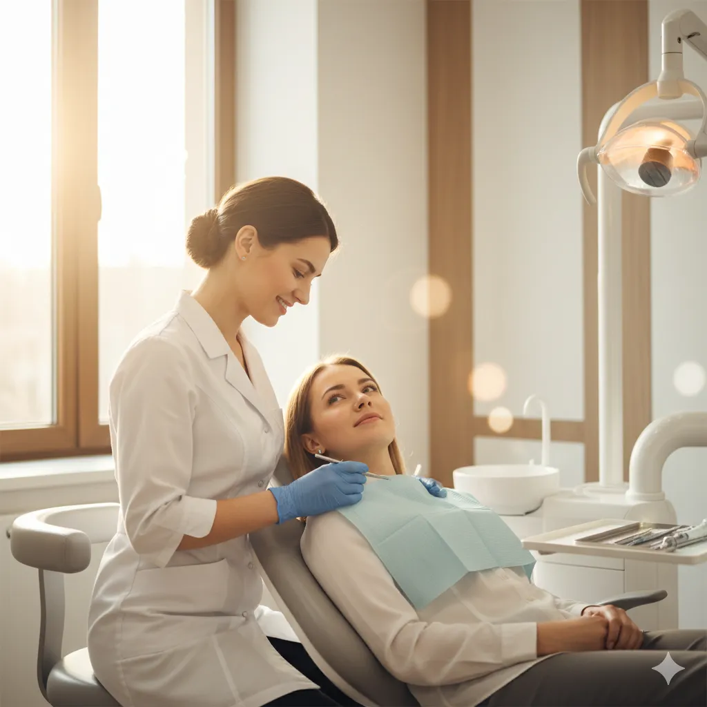 Dentista a tratar paciente numa clínica moderna